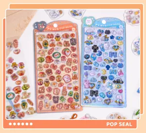 3D relief crystal stereo children's stickers, cute cartoon reward decorative DIY craft stickers.