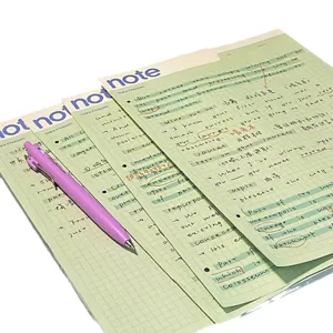 Retro industrial B5 grid notepad, tearable student study notebook with aesthetic design.