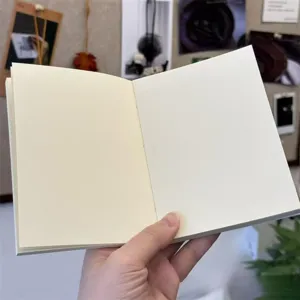 Minimalist blank mini notebook with stitched binding for daily journaling, notes and memo.