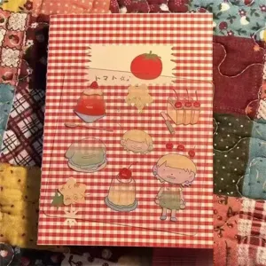 Korean style cute tomato gingham mini notebook blank diary journal for students and journaling.