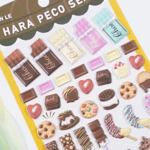 Cute 3D puffy chocolate dessert stickers for DIY phone case and hand ledger decoration.