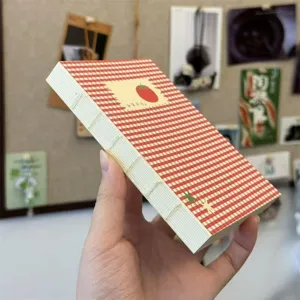 Korean style red and white checkered mini notebook with cute tomato cover design blank journal.