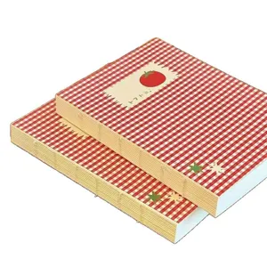 Red gingham mini notebook set featuring cute tomato sticker design for daily journaling.