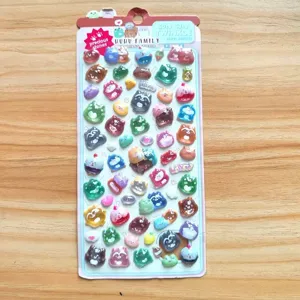 Cute 3D cartoon animal crystal puffy stickers for kids toy, phone decoration and fun reward.