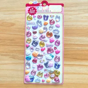 3D puffy crystal stickers cute cartoon animal waterproof DIY deco phone stationery