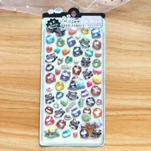 3D puffy jewel stickers cute cartoon animal waterproof DIY phone decorative decals for kids