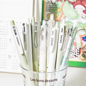 Retractable Gel Pens Quick Drying Black Ink Smooth Writing Fine Point Cute Student Stationery Pens Set