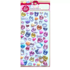 3D puffy family relief crystal stickers cute cartoon animals kids reward phone decoration