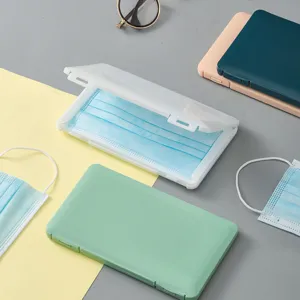 Portable plastic face mask storage box, daily dustproof pocket container organizer.