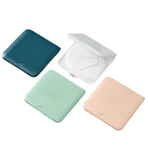 Portable square plastic mask storage box, moisture-proof household organizer case.