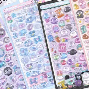 Cute 3D embossed crystal stickers for journaling, phone case DIY, and cute cartoon deco.