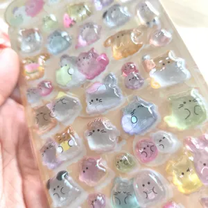 Cute 3D puffy crystal stickers cartoon animal ghost design for phone DIY crafts decor.