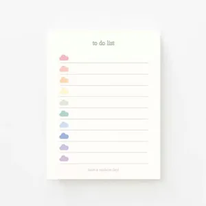 Leuke pastelkleurige wolken to-do-lijst notitieblok, kleurrijke notepad voor dagelijkse planning.