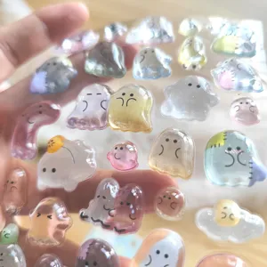 Cute 3D epoxy ghost stickers transparent cartoon relief decals for phone case album DIY decor