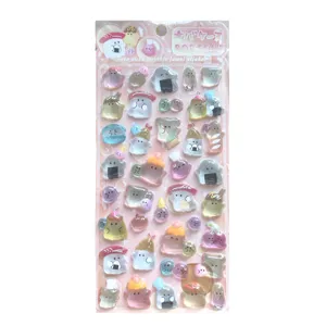 Cute 3D crystal puffy stickers sheet, cartoon ghost design for kids DIY scrapbooking decor.