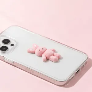 Cute 3D Stereo Flocking Stickers Cartoon Animal Relief Stickers Journaling Phone Case Decorative Stickers