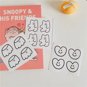 Minimalist Cute Cartoon Bear Pudding Heart Smiley Face Sticker Decorative Journal Stationery Seal Sticker