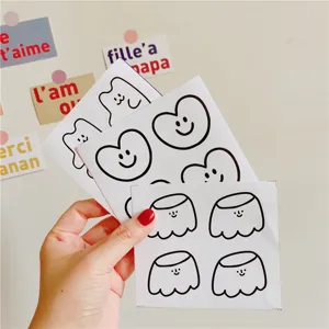 Cute minimalist black and white heart and pudding sticker sheets for journal and decoration use.