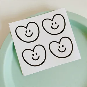 Cute heart smiley sticker set, simple white journal sealing and DIY decorative stickers.