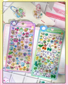 3D relief cute cartoon stickers crystal epoxy DIY handmade mobile phone case decor