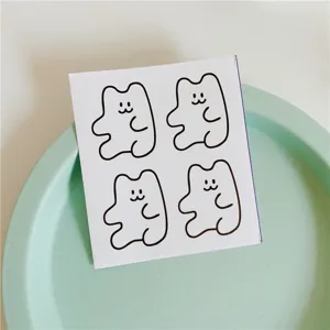 Cute minimalist line art bear stickers for daily journaling and planner DIY decoration.
