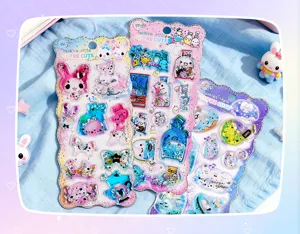 Children cartoon shimmering gemstone dynamic oil sticker 3D stereo shining shaking water sticker