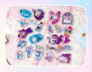 3D Cartoon Liquid Glitter Stickers Cute Shaking Water Decals Craft Toys for Kids