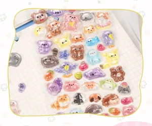 3D resin crystal stickers cute cartoon animal bear penguin puffy DIY phone decoration