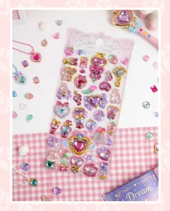 Japanese cute style 3D rhinestone magical gem crystal sticker sheet for journal decoration