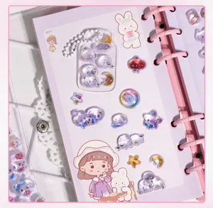 3D relief cute cartoon stickers for journal DIY phone case decoration, glitter epoxy sticker set.