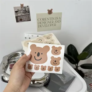 Cute cartoon brown bear stickers aesthetic cute expression planner cup water bottle decor items