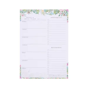 Weekly meal plan magnetic notepad shopping list tear-off memo pad botanical floral design