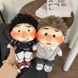 Cute curly hair freckles plush doll couple set bag pendant toy cute fluffy keychain