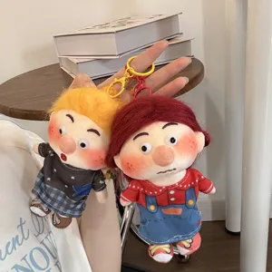 Plush doll keychain cute freckled character bag pendant fluffy toy accessory soft plush gift for kids