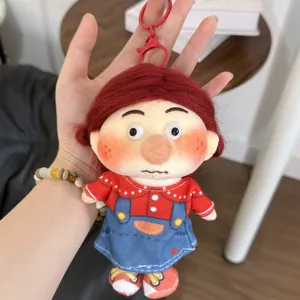 Plush doll keychain cute fluffy freckled character pendant bag accessory for daily decoration