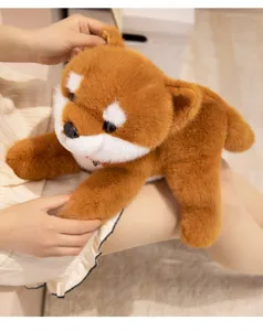 Cute simulation Shiba Inu plush toy soft stuffed puppy doll for kids comforting sleeping pillow