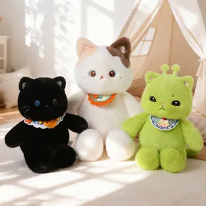 Grazioso Gatto Calico Gatto Nero Gatto Alieno Peluche Animale Morbido Cuscino Compagno Per Regalo Di Compleanno Bambini