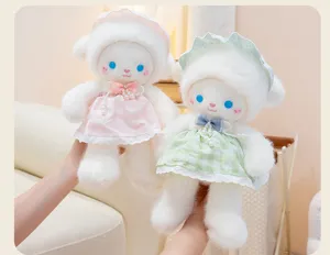 Cute plush toy sheep bunny doll wearing sweet skirt soft stuffed animal gift for kids