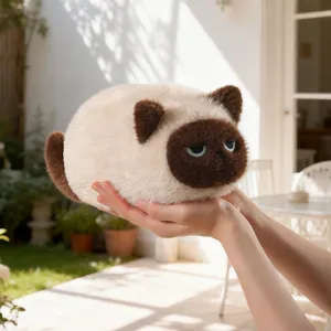 Cute Siamese cat plush toy soft dumpling doll adorable pillow for girls room decoration