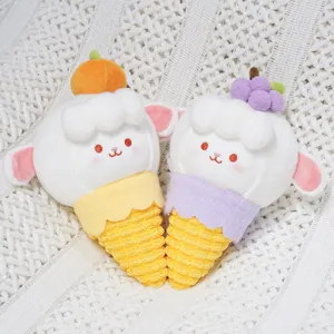 Cute cartoon ice cream sheep plush toy soft fruit cone doll children birthday gift plushie.