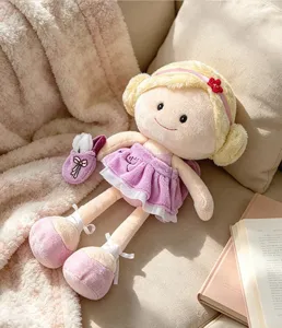 Cute plush girl doll soft toy children comforting companion for sleeping and lovely gift choice