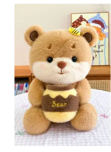 Cute bee bear holding honey pot plush toy doll soft teddy bear stuffed animal gift