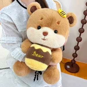 Cute Bee Bear Plush Toy Honey Pot Stuffed Animal Doll Soft Fluffy Teddy Bear Pillow Birthday Valentine Gift