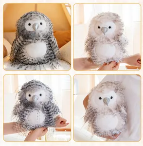 Simulation plush owl toy fluffy bird stuffed doll soft room decor cute animal gift 1pc