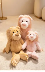 Cute long-leg lion plush toy set fluffy stuffed animal doll birthday gift for kids and lovers.