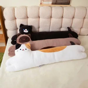 Schattige Kat Lange Pluche Kussen Zachte Knuffeldier Knuffelkussen