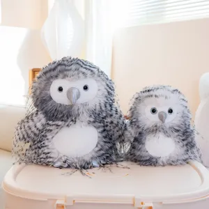 Simulation owl plush toy set, fluffy long-haired stuffed animal bird doll for home decor gift