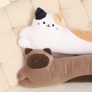 Schattige kat lange pluche lichaam kussen zacht slaap kussen bed kussen huis decor