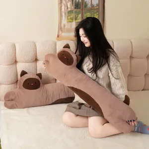 Schattig kat lang pluche lichaam kussen om te slapen, zacht knuffelkussen voor bed en bank.