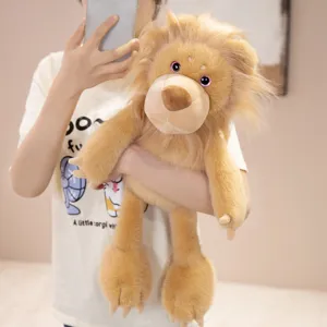 Cute long leg lion plush toy soft stuffed animal doll children birthday gift brown